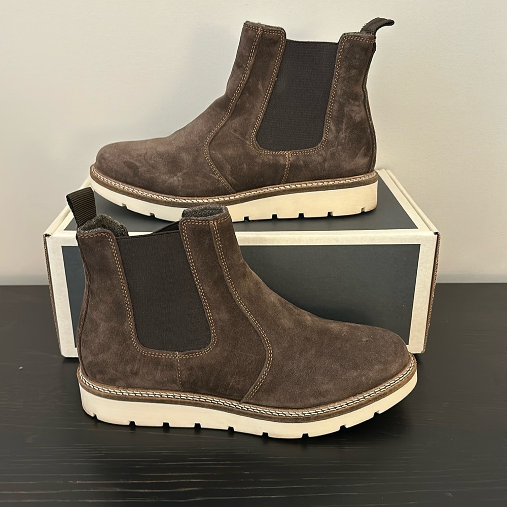 Women's brown suede wedge bootie